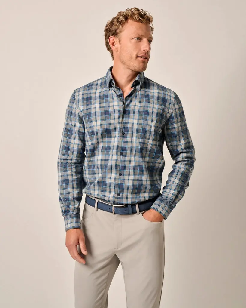 Tucked Cotton Blend Button Up - Benjamin 1