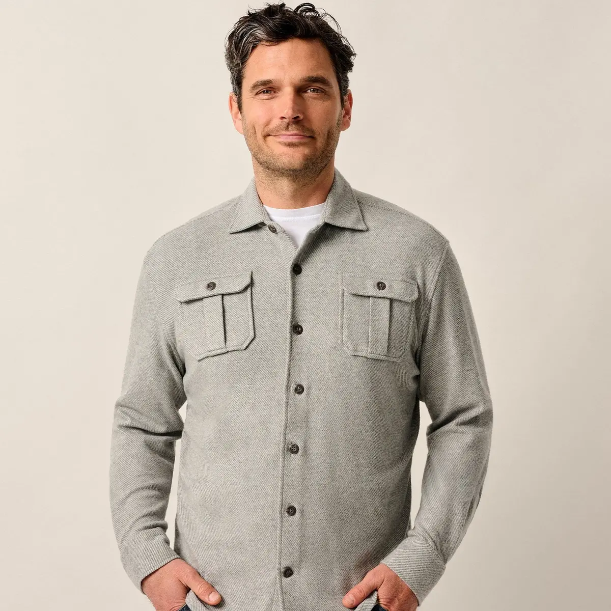 Men's Carl Stretch Knit Flannel Lodge Shirt 1