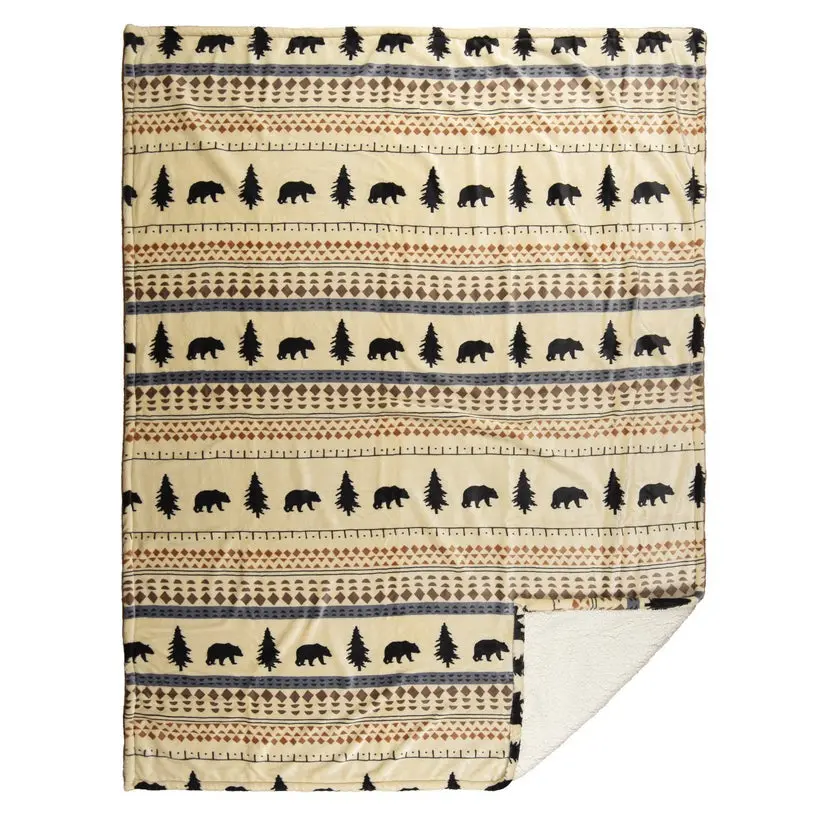Scandinavian Bear Sherpa Throw Blanket - 54"X 68" 1