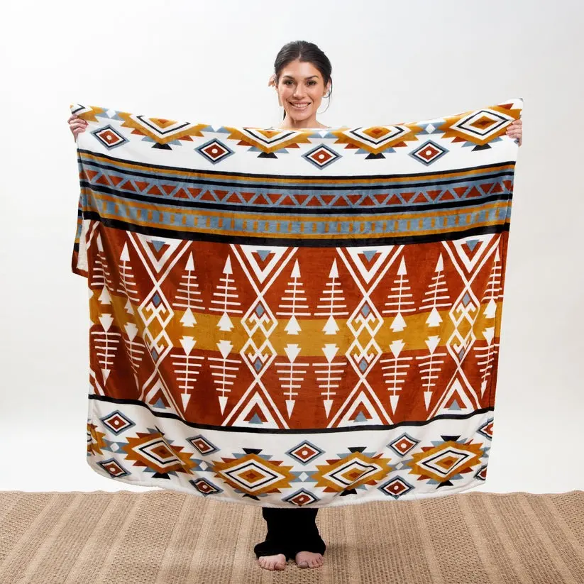 Arrowhead Earth Plush Sherpa Throw Blanket - 54"X 68" 2