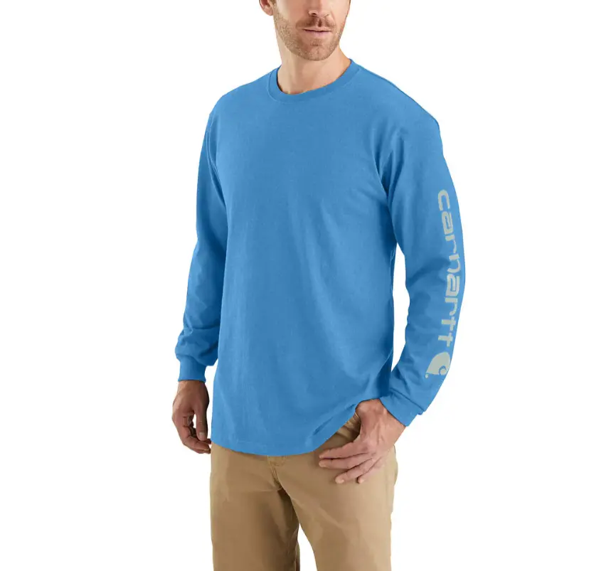 Men's Loose Fit Heavyweight Long-Sleeve Logo Sleeve Graphic T-Shirt 1