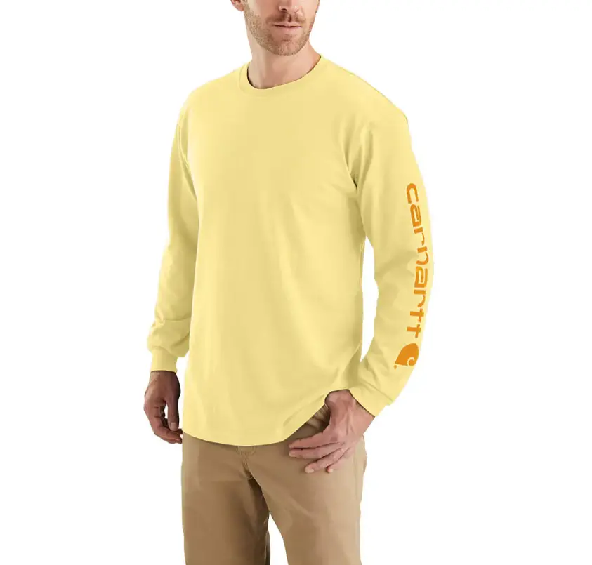Men's Loose Fit Heavyweight Long-Sleeve Logo Sleeve Graphic T-Shirt 1