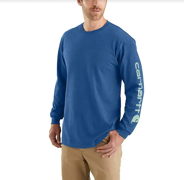 Men's Loose Fit Heavyweight Long-Sleeve Logo Sleeve Graphic T-Shirt 1