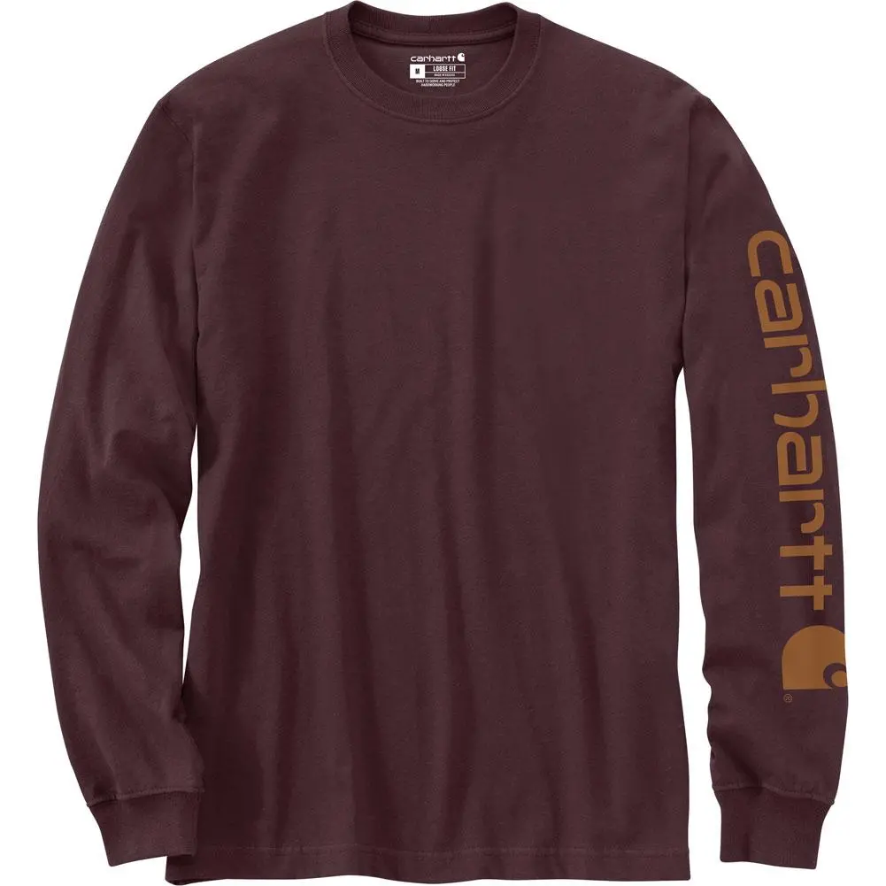 Men's Loose Fit Heavyweight Long-Sleeve Logo Sleeve Graphic T-Shirt 1
