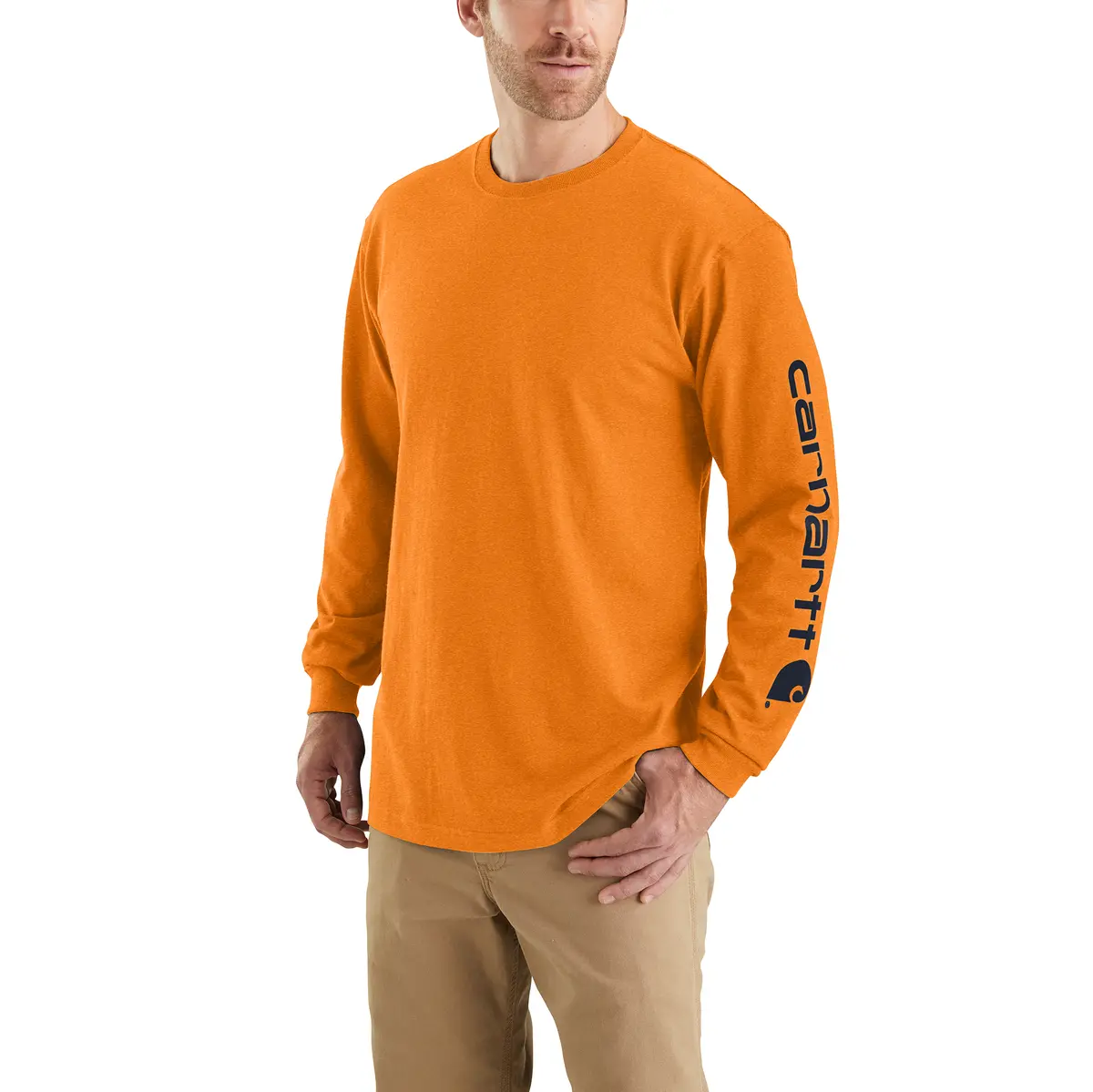 Men's Loose Fit Heavyweight Long-Sleeve Logo Sleeve Graphic T-Shirt 1