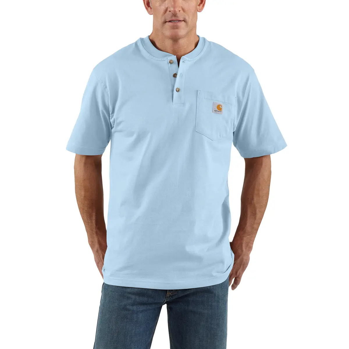 Men's Loose Fit Heavyweight Short-Sleeve Pocket Henley T-Shirt 2