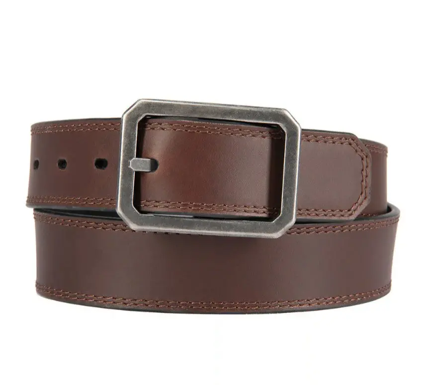 Leather Reversible Center Bar Buckle Belt 1