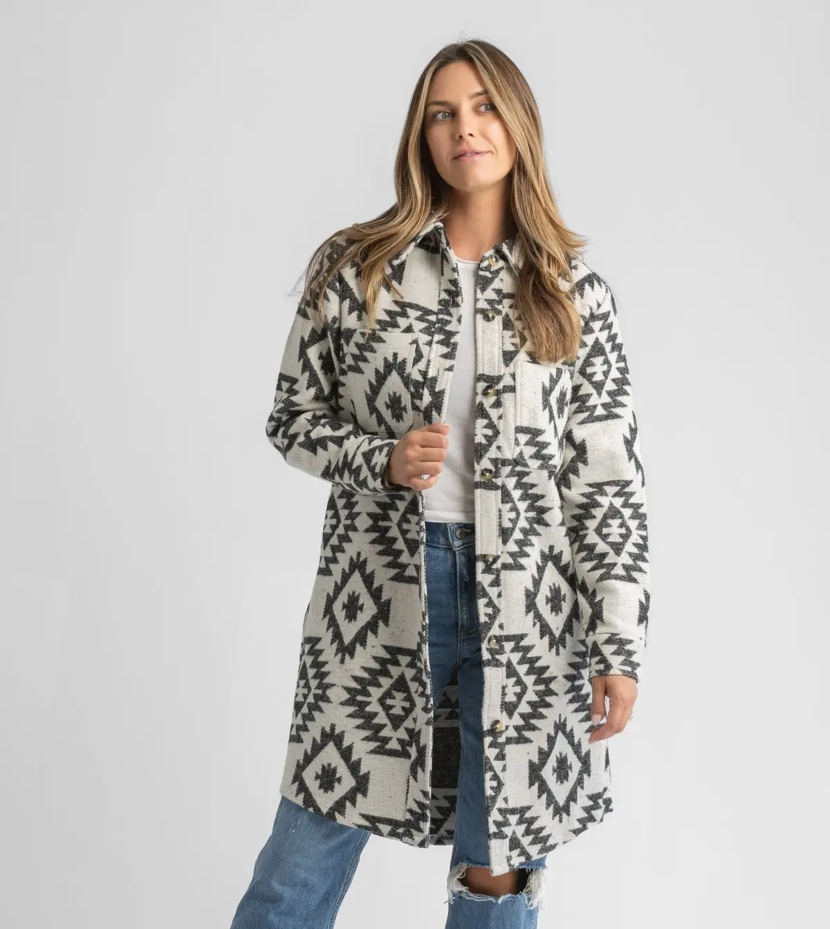 Women's Shay Faux Wool Long Button Coat 1