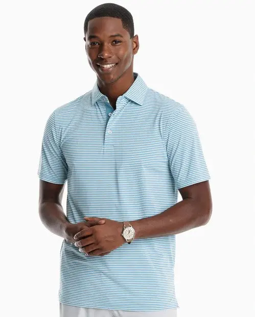 Men's Breeze Shores Striped Performance S/S Polo Shirt 1