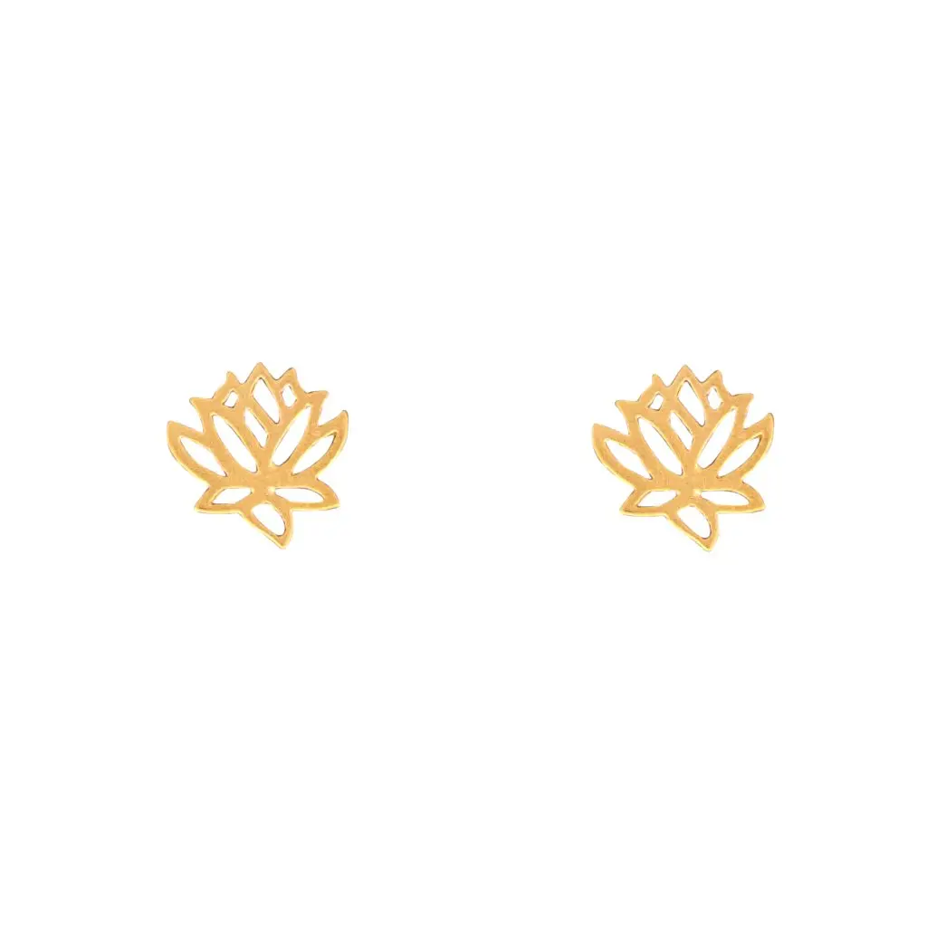 Tiny Charm Post Earrings-Lotus Flower 1