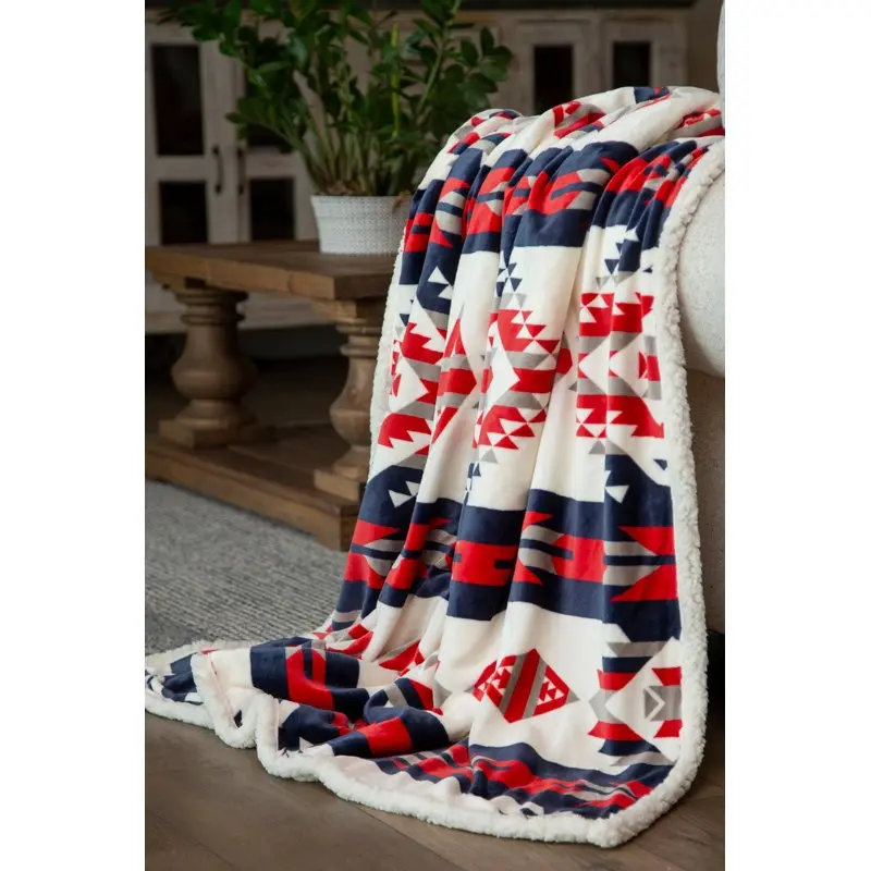 Red, White & Blue Southwest Plush Throw Blanket - 56"X 68" 1