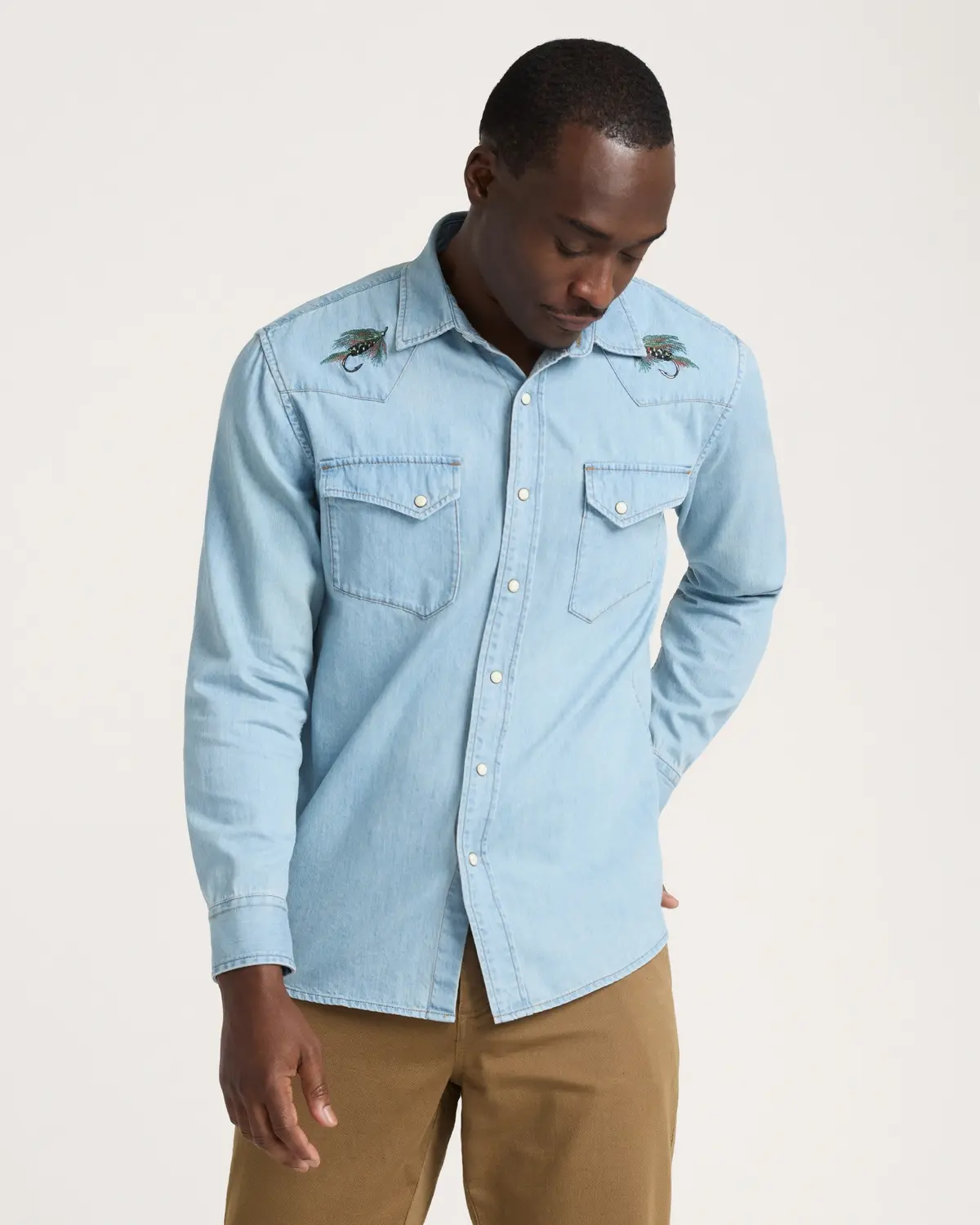 Men's Embroidered Denim Gambler Shirt 1
