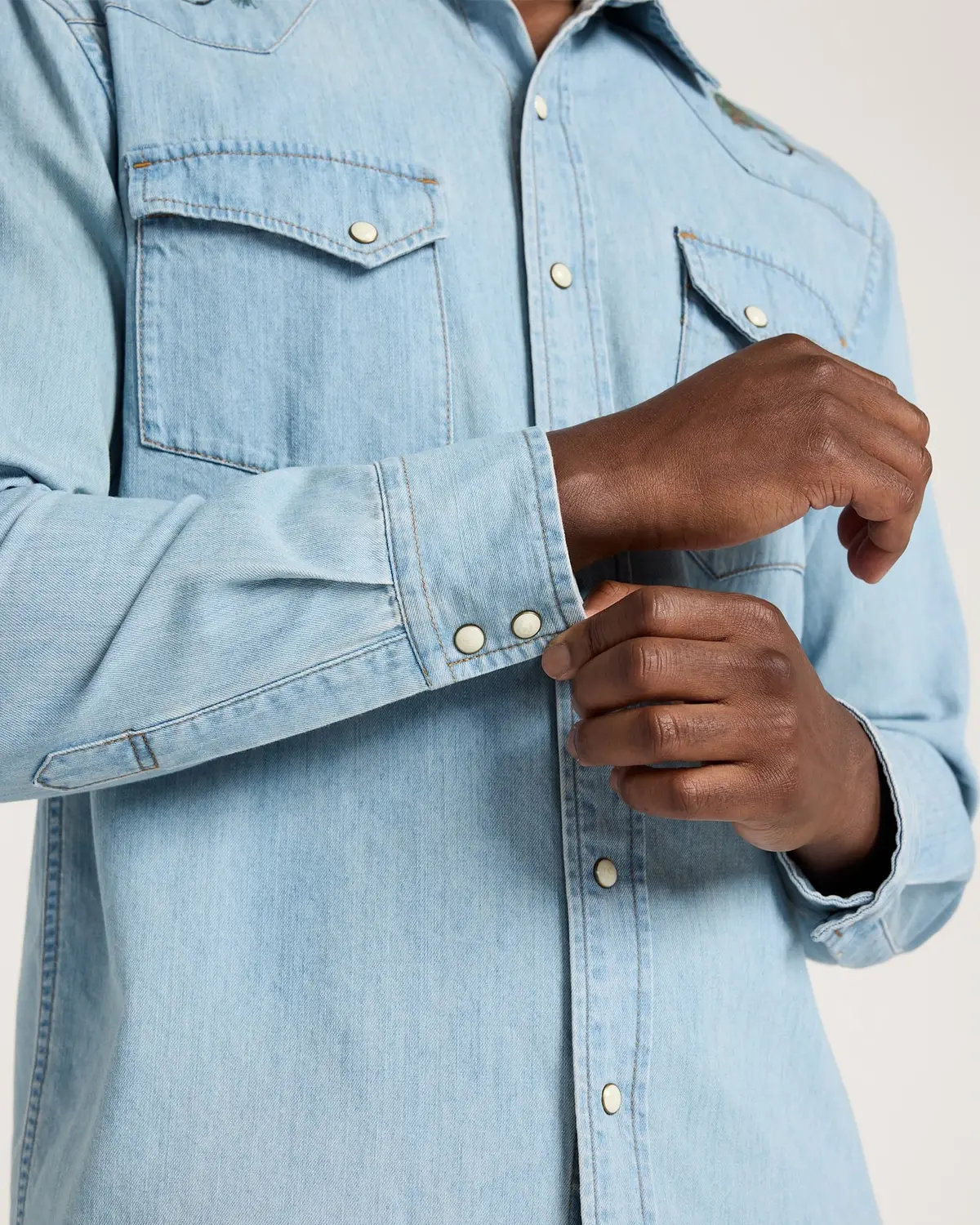 Men's Embroidered Denim Gambler Shirt 4