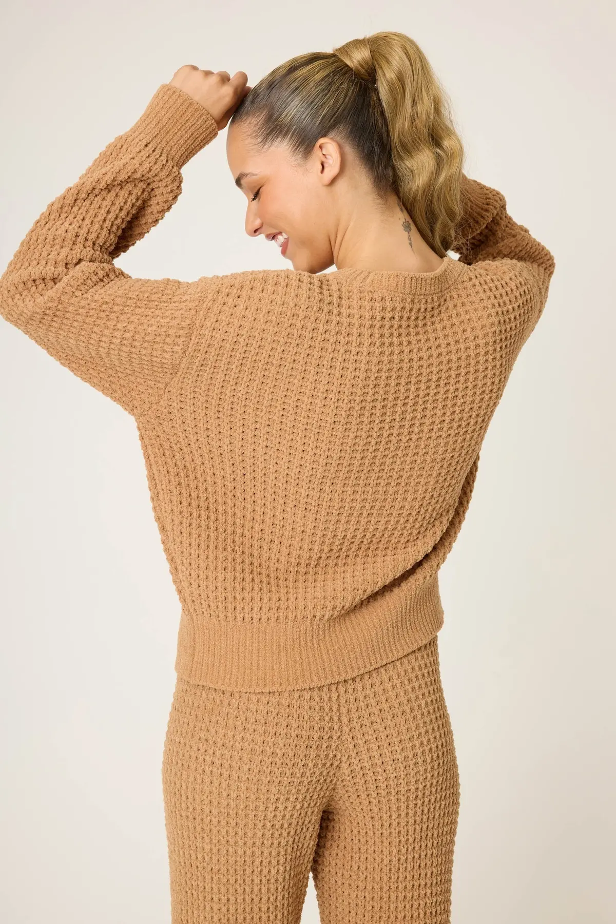 Women's Long Sleeve Cozy Chenille Waffle Top 2