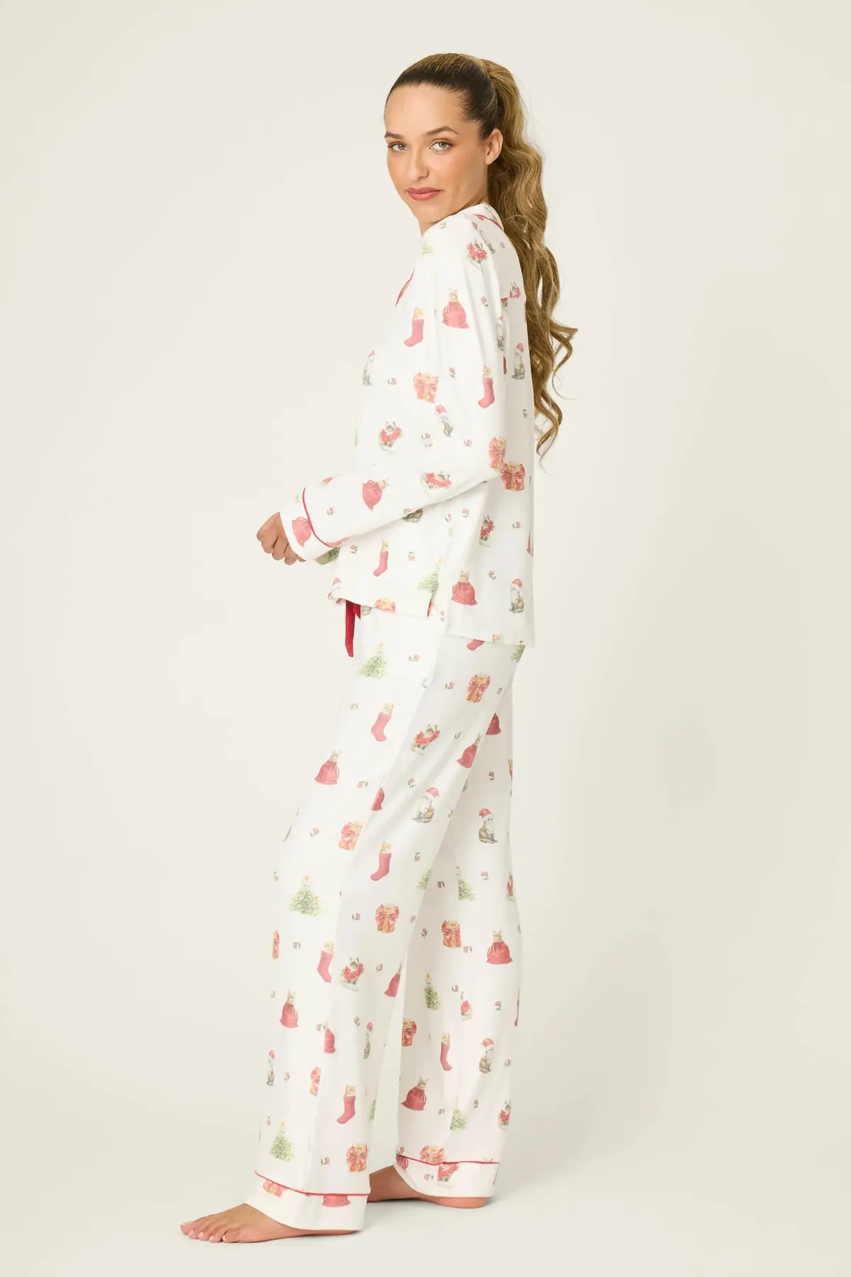 Women's Feline Festive Cat Print Pj Set 2