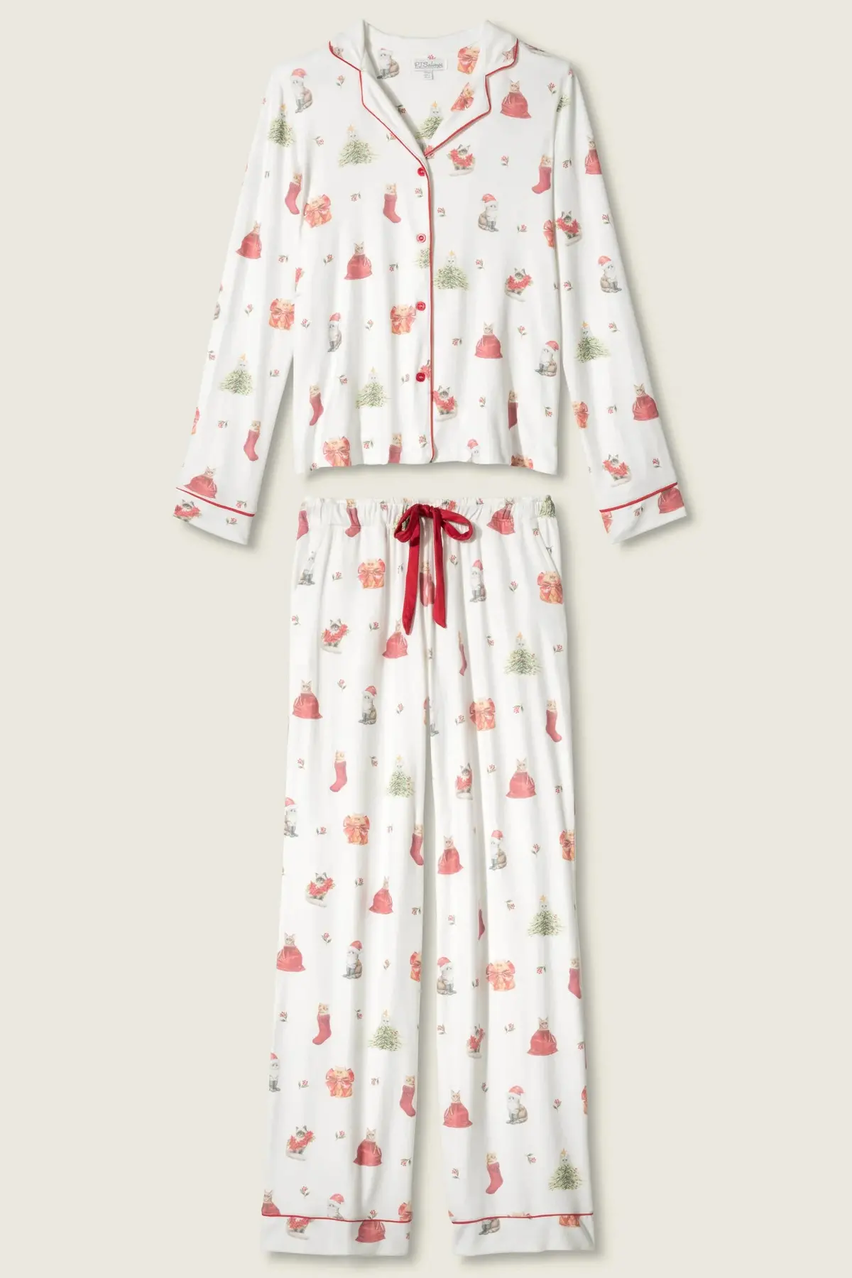 Women's Feline Festive Cat Print Pj Set 4
