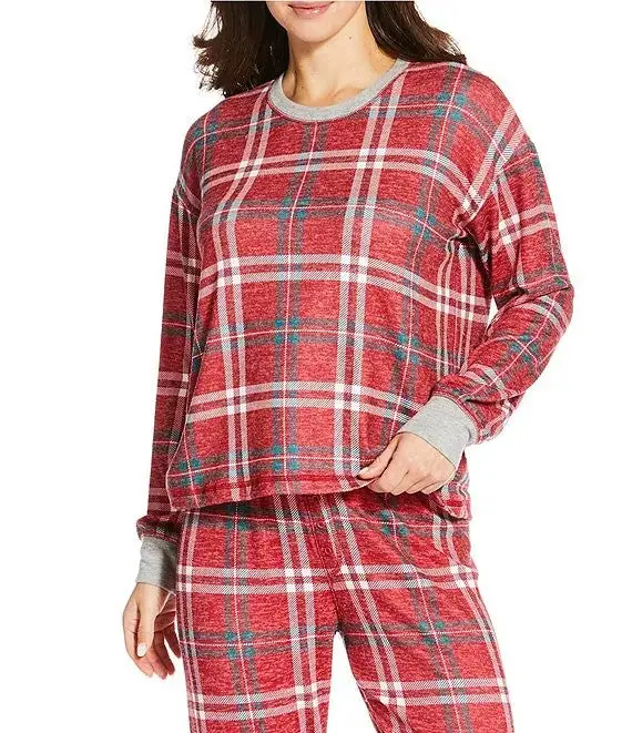 Women's Lets Get Toasty Plaid Long Sleeve Top 1