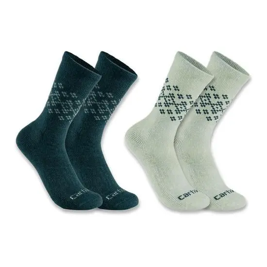 Women's Midweight Synthetic-Wool Blend Fairisle Crew Sock 2 Pack 1