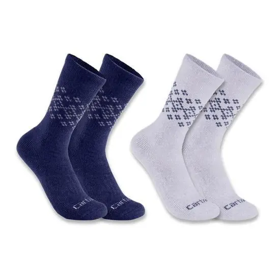 Women's Midweight Synthetic-Wool Blend Fairisle Crew Sock 2 Pack 1
