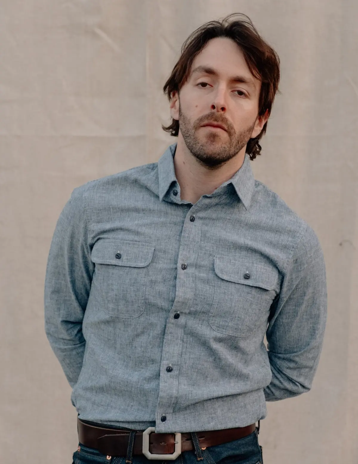 Men's Nyc Cotton Shirt In Indigo 4