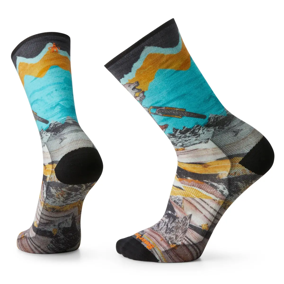Men's Bike Zero Cushion Wolf Print Crew Socks 2