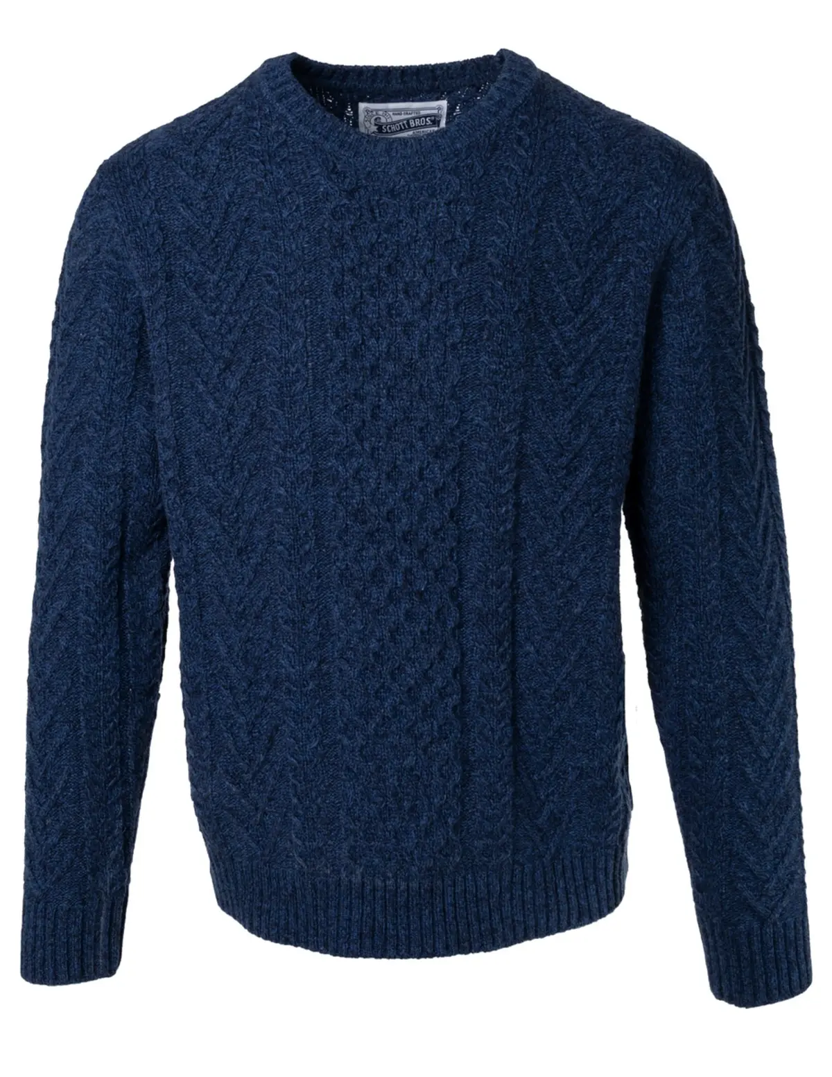 Men's Midweight Wool Blend Cable Knit Crew Neck Sweater 1