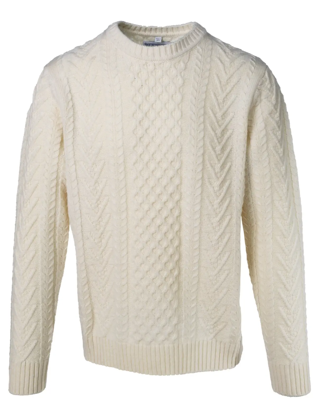 Men's Midweight Wool Blend Cable Knit Crew Neck Sweater 1