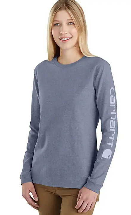 Women's Loose Fit Heavyweight Long-Sleeve Logo Sleeve Graphic T-Shirt 1