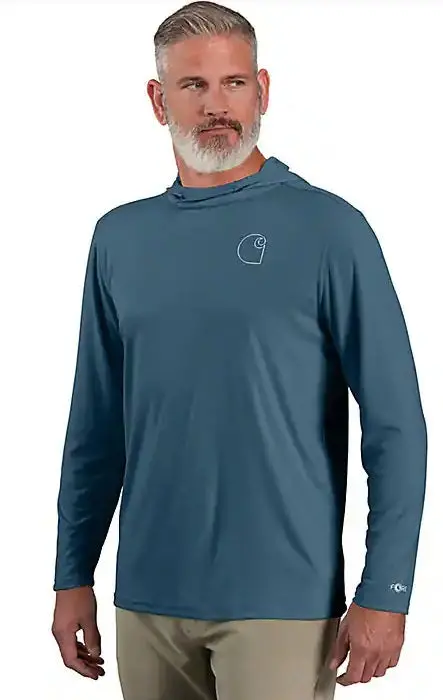 Men's Force Sun Defender Lightweight Long-Sleeve Hooded Logo Graphic T-Shirt 1