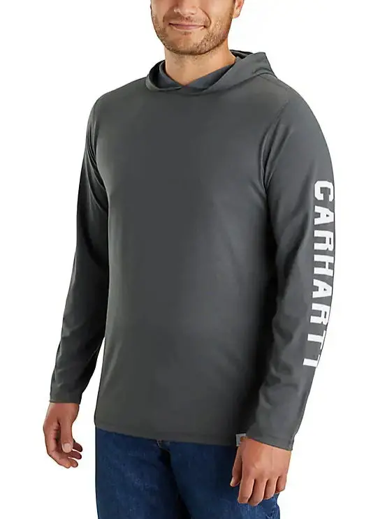 Men's Force Relaxed Fit Midweight Long-Sleeve Logo Hooded T-Shirt 1