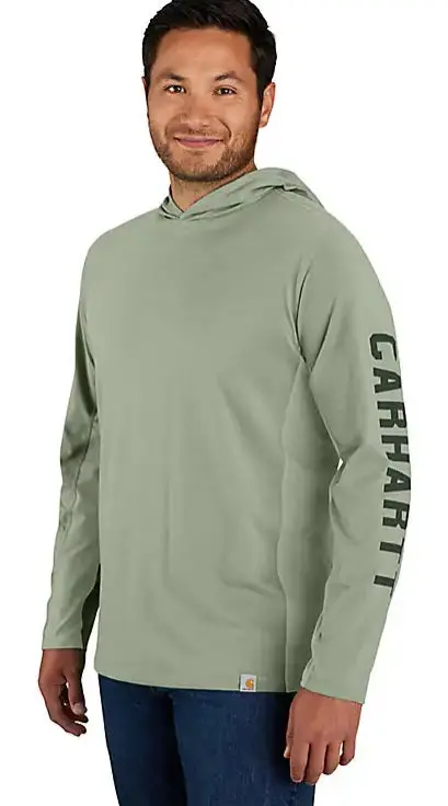 Men's Force Relaxed Fit Midweight Long-Sleeve Logo Hooded T-Shirt 1