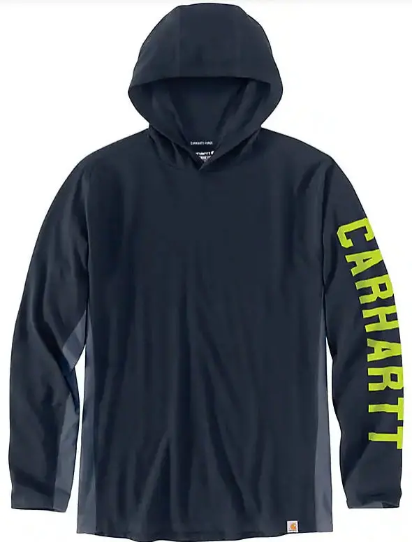 Men's Force Relaxed Fit Midweight Long-Sleeve Logo Hooded T-Shirt 1