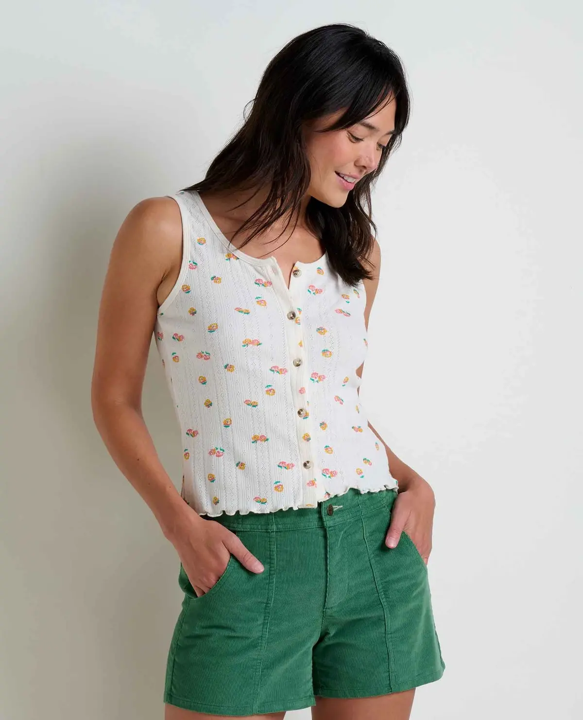 Women's Foothill Pointelle Button Tank 1