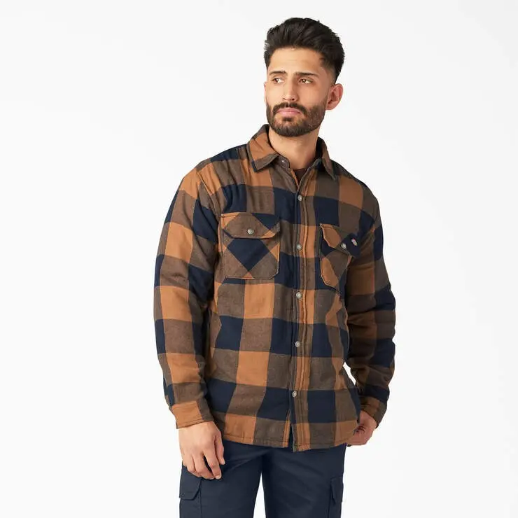 Men's Sherpa Lined Flannel Shirt Jacket With Hydroshield 1