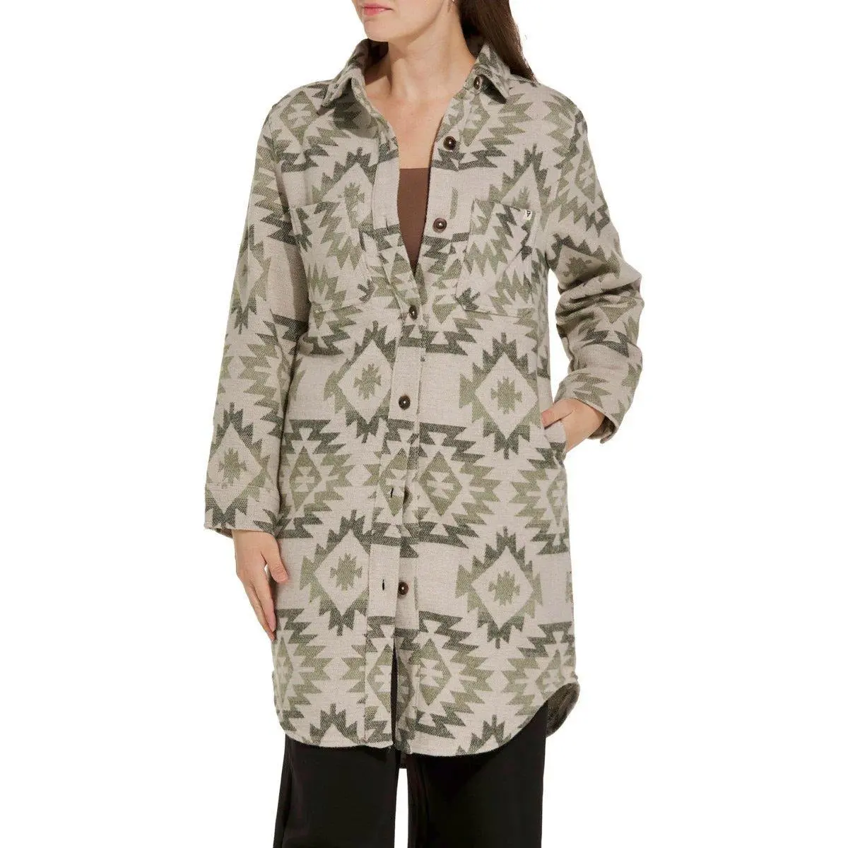 Women's Shay Faux Wool Long Button Coat 1