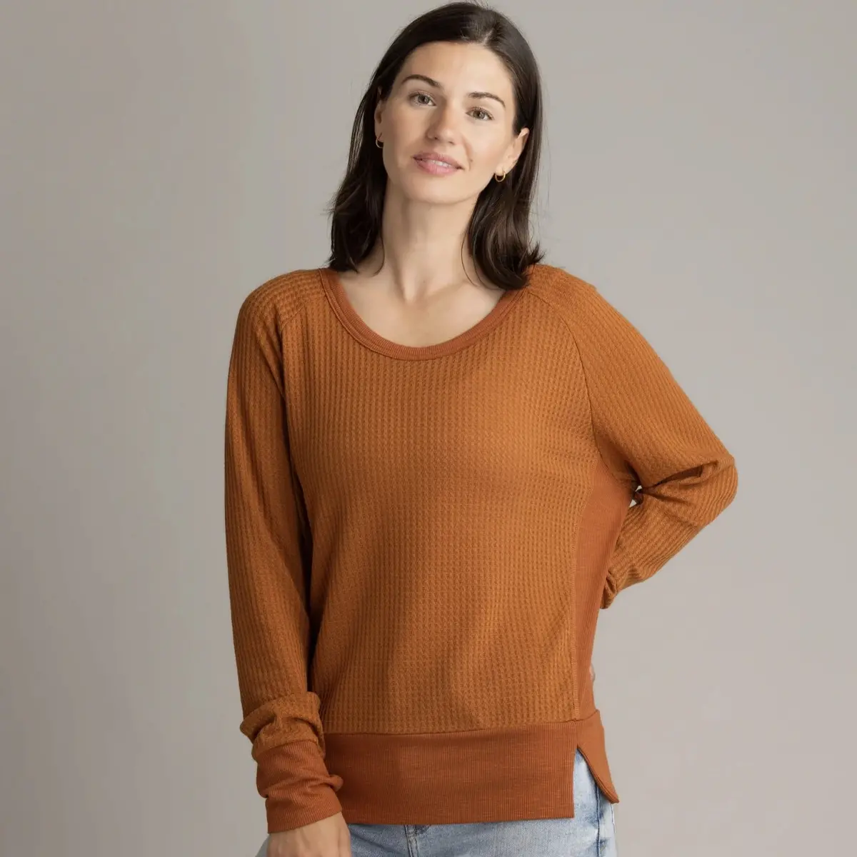 Women's Rae Waffle Crew Long Sleeve Shirt 1
