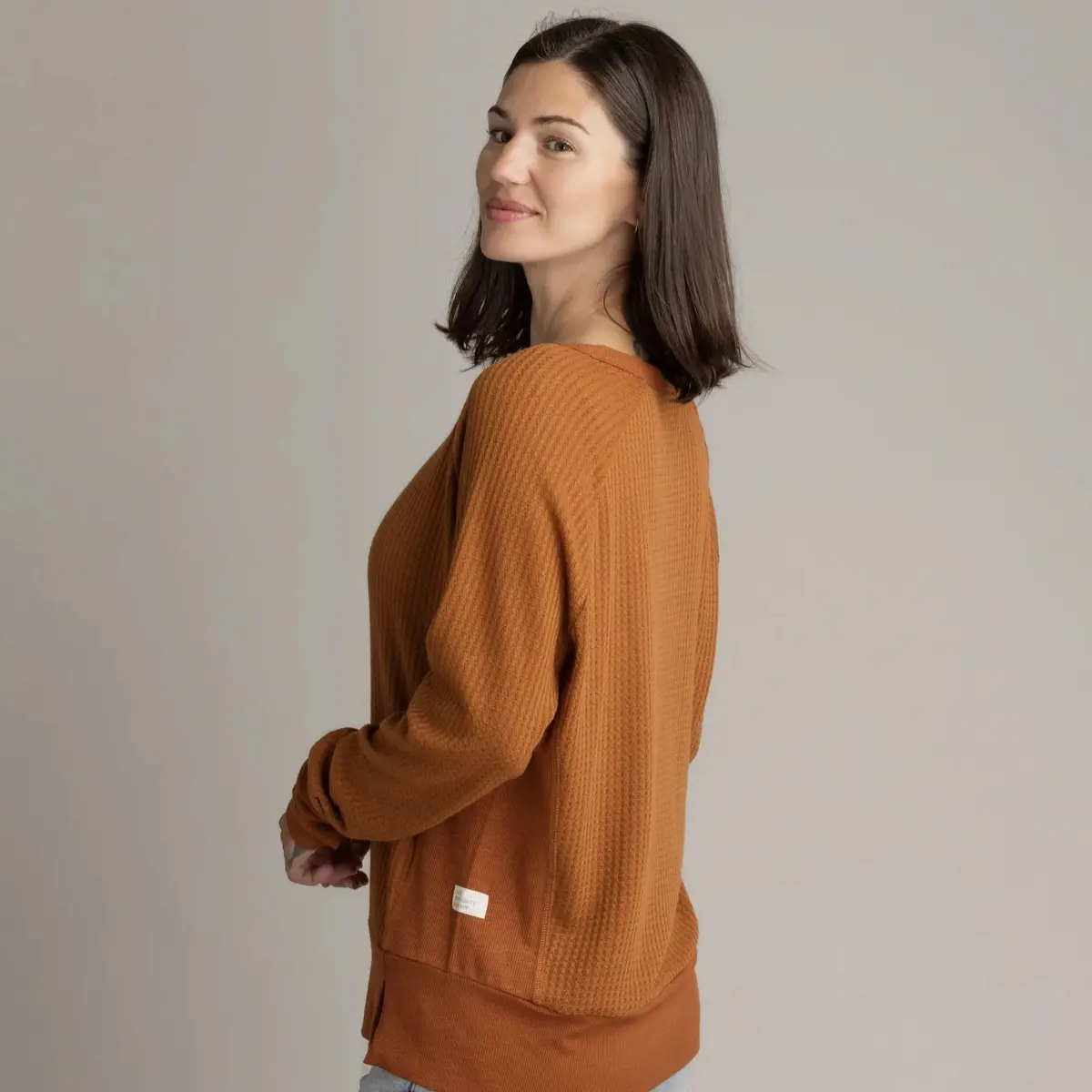 Women's Rae Waffle Crew Long Sleeve Shirt 2