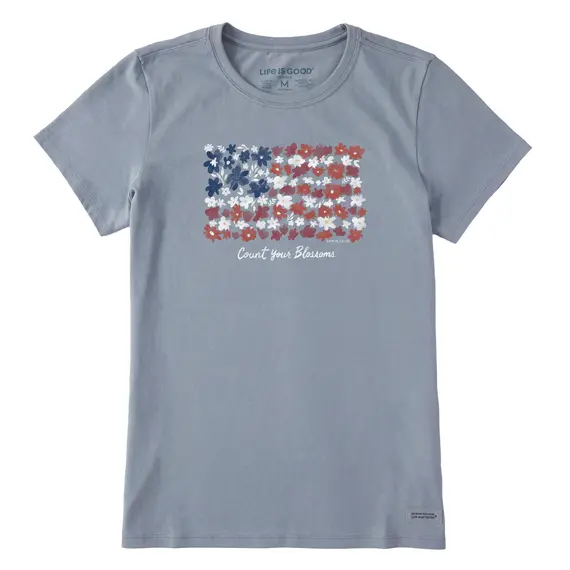 Women's Count Your Blossoms Usa Flag Short Sleeve Tee 1