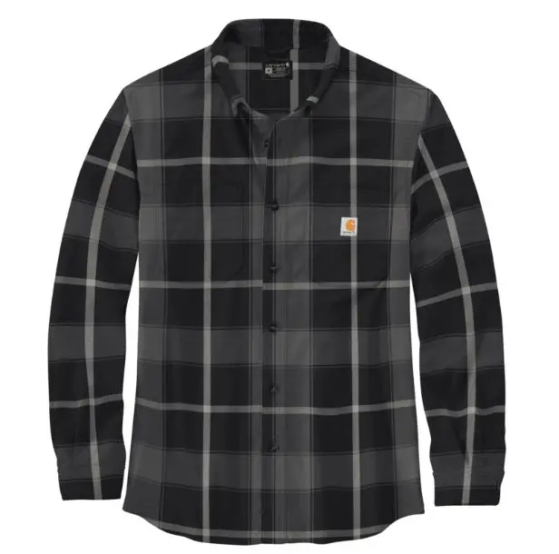 Relaxed Fit  Midweight Flannel Long-Sleeve Plaid Shirt 1