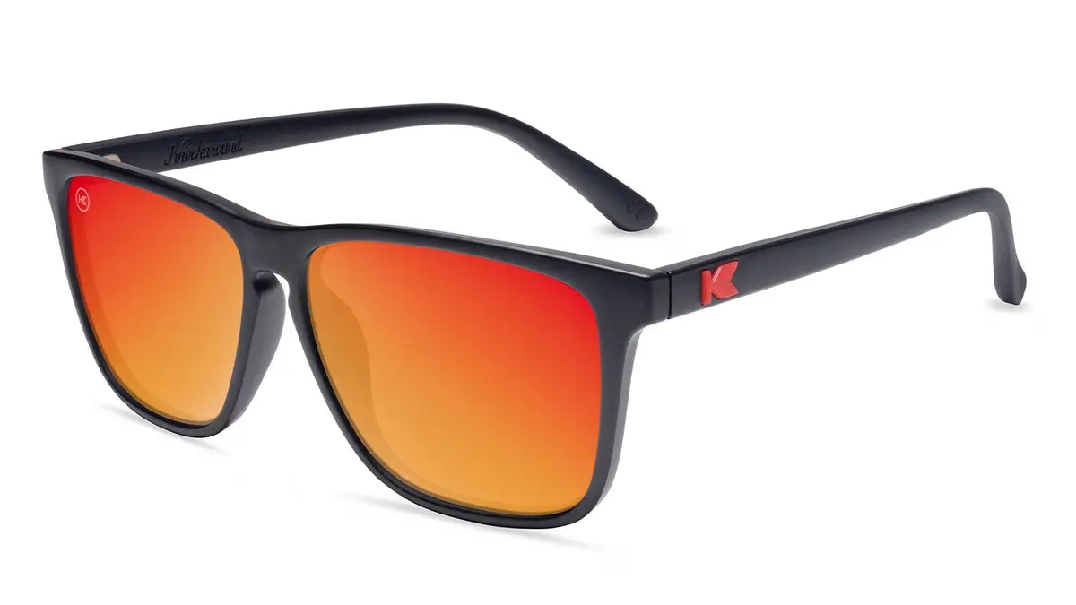 Matte Black / Red Sunset Fast Lanes Polarized Sunglasses 1