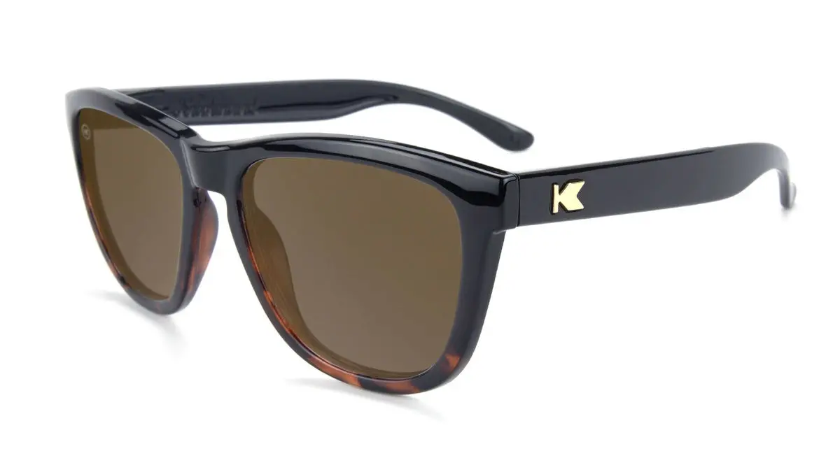 Glossy Black And Tortoise Shell Fade / Amber Premiums Polarized Sunglasses 1