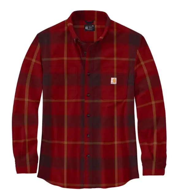 Relaxed Fit  Midweight Flannel Long-Sleeve Plaid Shirt 1