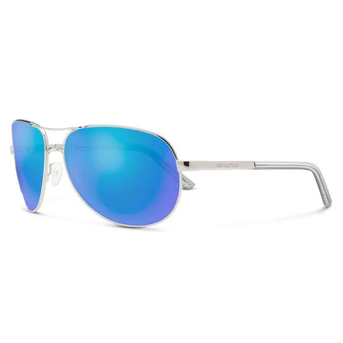 Aviator Silver Frame With Polarized Blue Mirror Lens Sunglasses 1