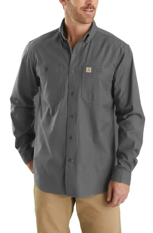 Men's Rugged Flex Relaxed Fit Midweight Canvas Long-Sleeve Shirt 2