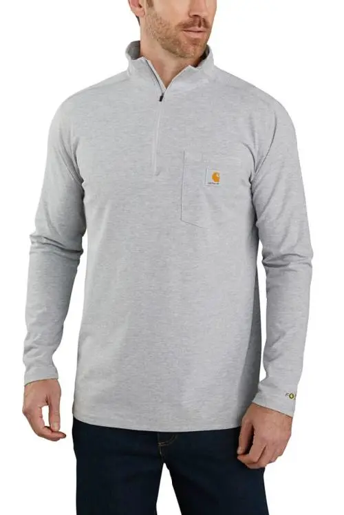 Men's Force Relaxed Fit Midweight Long-Sleeve Quarter-Zip Pocket T-Shirt 2