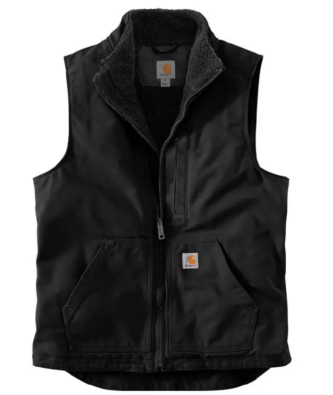 Men's Loose Fit Washed Duck Sherpa-Lined Mock-Neck Vest - Big 1