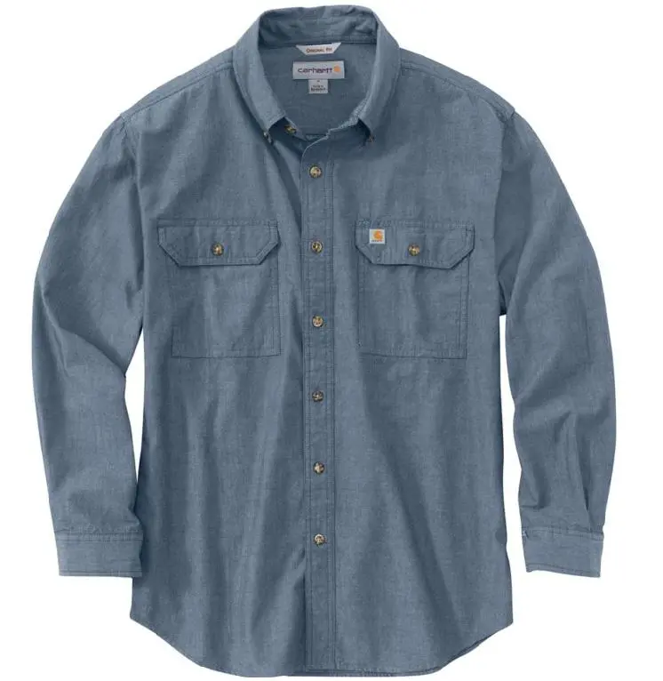 Loose Fit Midweight Chambray Long-Sleeve Shirt 1