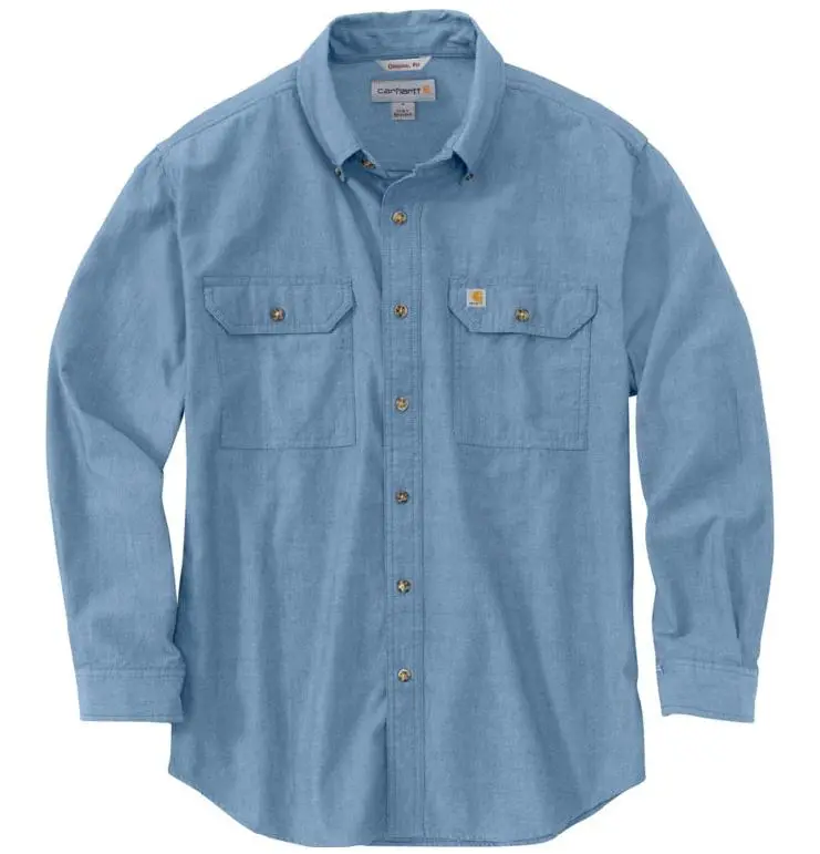 Loose Fit Midweight Chambray Long-Sleeve Shirt 1
