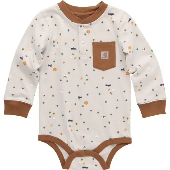 Boys' Long-Sleeve Printed Henley Bodysuit (Infant) 1