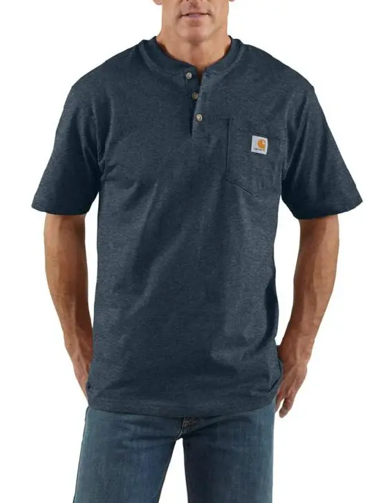 Men's Loose Fit Heavyweight Short-Sleeve Pocket Henley T-Shirt 2